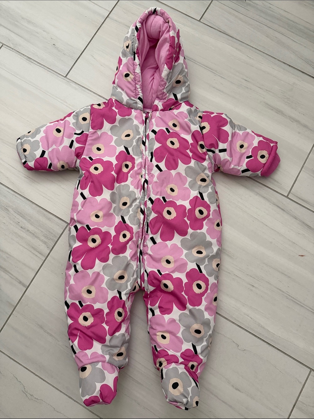 Marimekko Poppy Unikko Pattern Snowsuit One-Piece for Newborn Size 6M/68cm